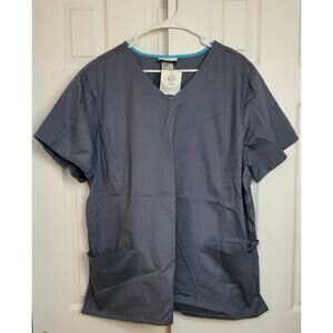 Simply Basic Scrub V-Neck Princess Top Grey- Size 2X